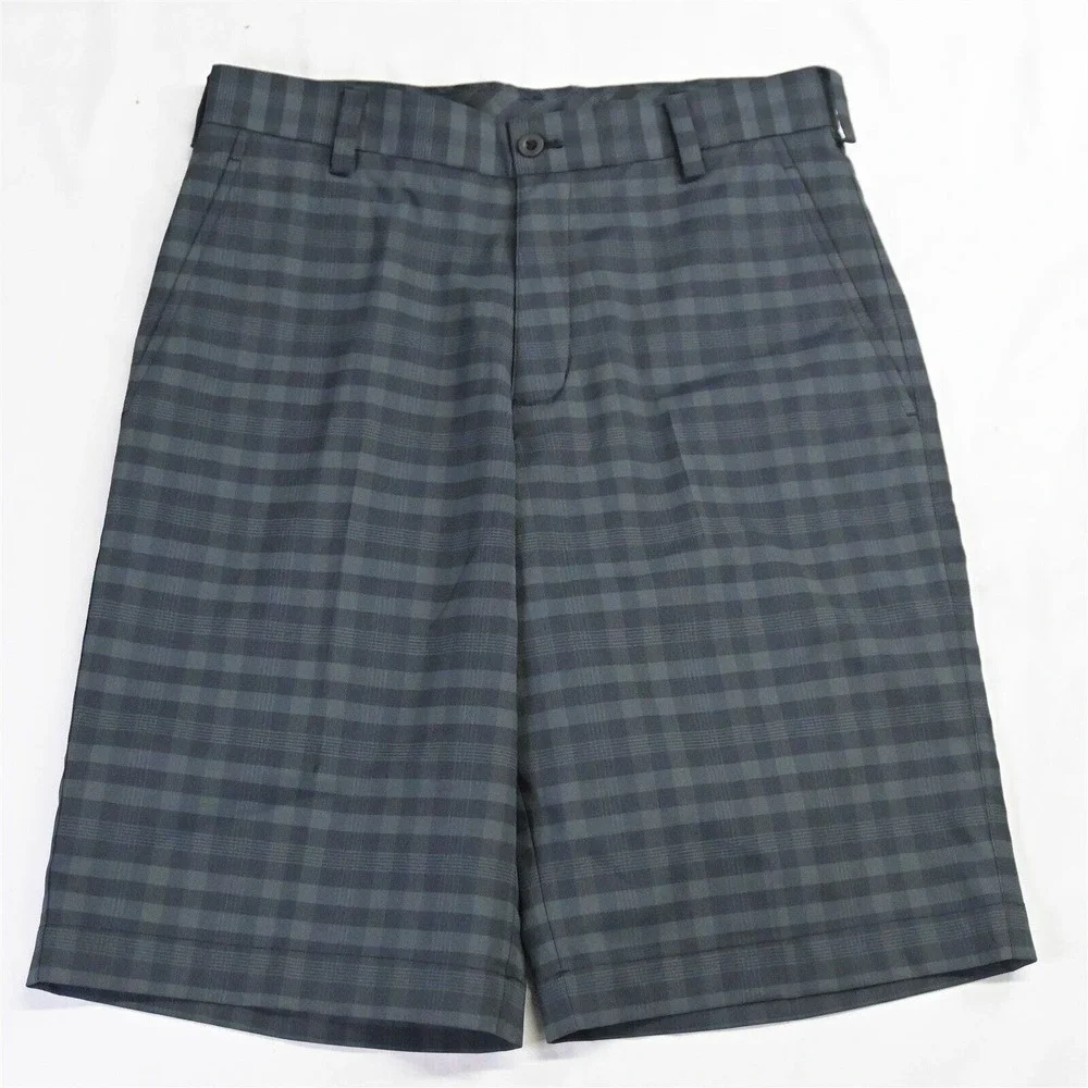 Nike‎ 28 x 11" 452712 Core Black Plaid Flat Front Golf Shorts